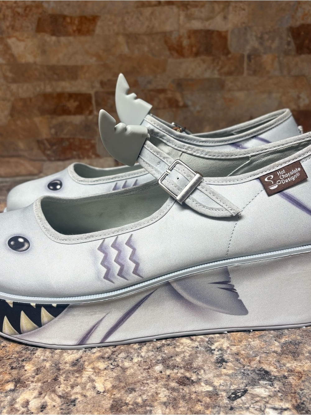 Chocolaticas Rave Mary Jane Platform Shark shoes Size 10 - Picture 4 of 9